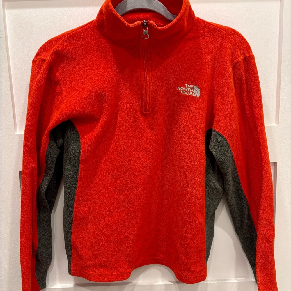 The North Face Boy’s Red and Gray 1/4 Zip Fleece